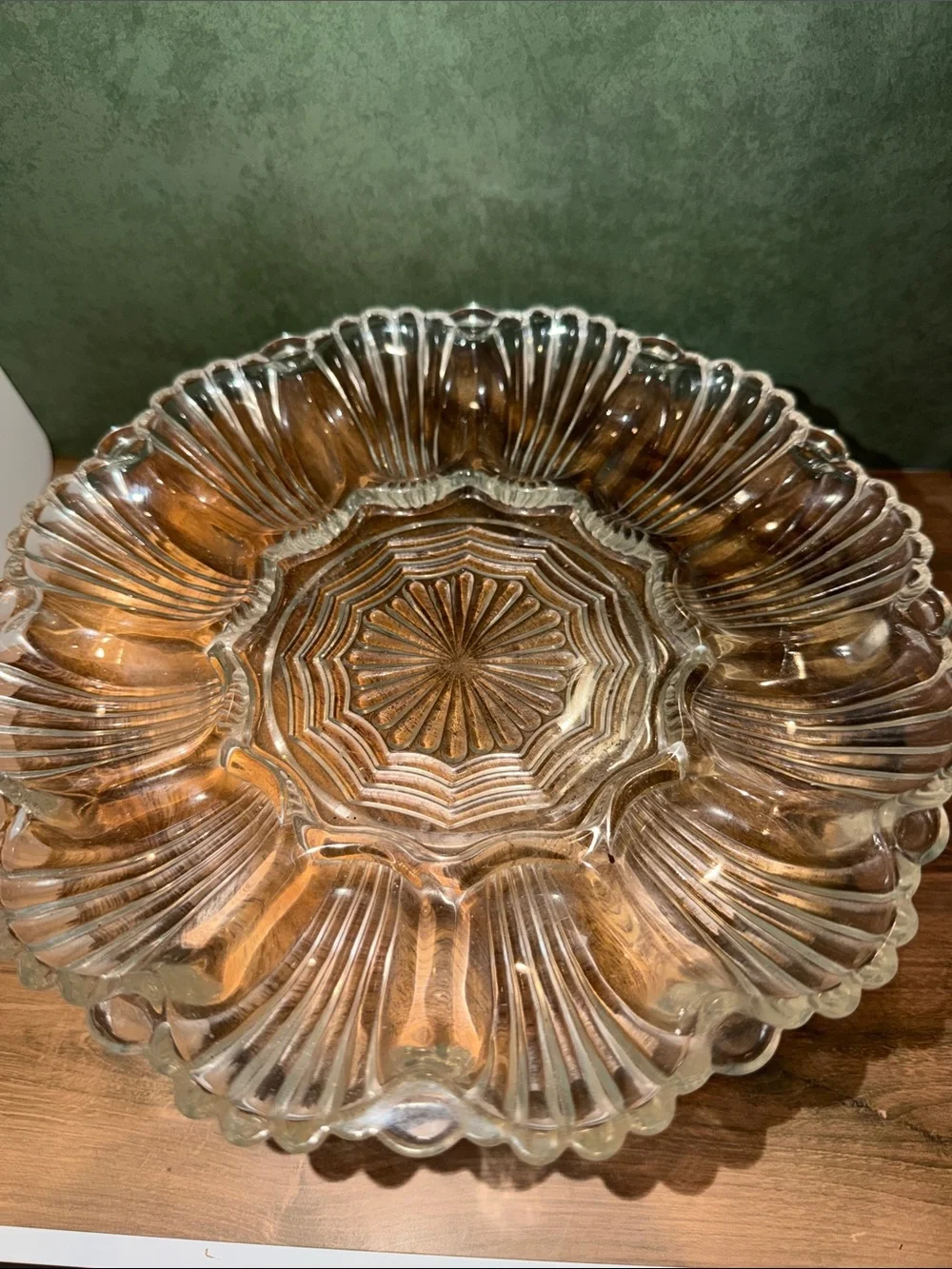 Anchor Hocking Clear Pressed Glass Scalloped Serving Bowl
